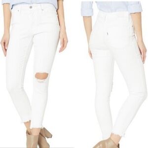 Levi’s Jeans 721 High Rise Skinny Distressed Fray Casual Festival White 26 NWT